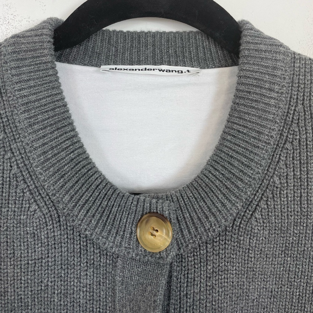 Alexander Wang Bilayer Crew Neck Oxford Cardian Sweater - Picture 8 of 11
